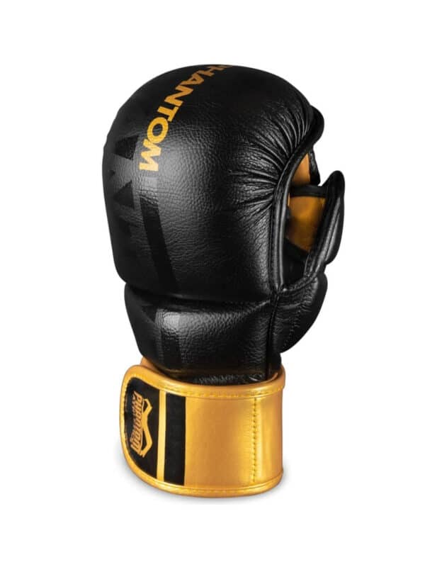 Aussenhand von Phantom Athletics Apex MMA Handschuhe für Sparring in Gold / Schwarz