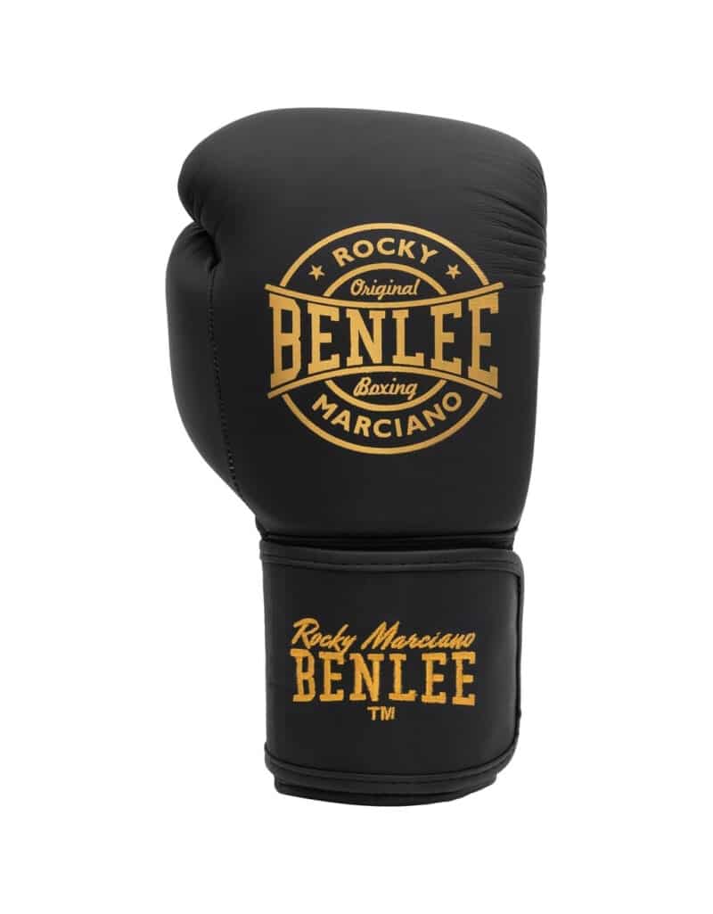 Vorderseite: Schwarze Benlee Wakefield Boxhandschuhe aus Leder